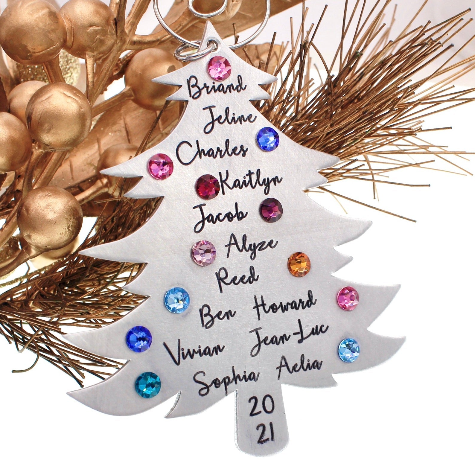 Family Birthstone Christmas Tree Ornament - Love It Personalized